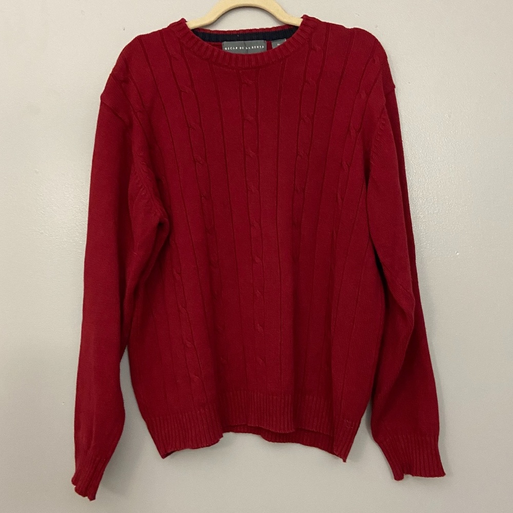 Oscar De La Renta Men’s Red Crew Neck Sweater XL - Picture 1 of 4